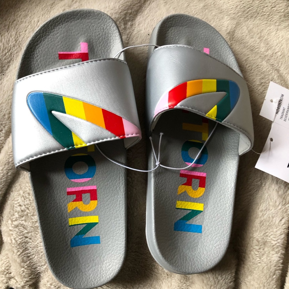 Tretorn Slides New With Tags Tretorn Women Tragrant Gray Rainbow Slide Sandals 8